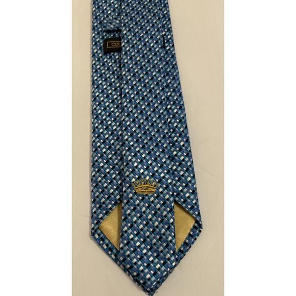 VTG. COUNTESS MARA Rich Blue White Geometric Checker Board Pattern‎ 3-1/2"x 60" - Picture 8 of 10